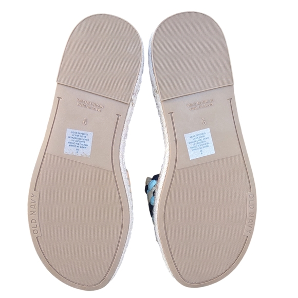 Old Navy Size 9 Blue Flat Woven Crafted Espadrille Slide Sandals - Picture 7 of 12